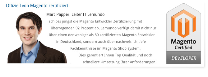 Magento Shop Certified Developer - Zertifizierter Magento Entwickler