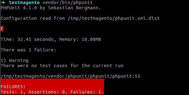 PHPUnit hat die Testdatenbank in 32.45 Sekunden initialisiert