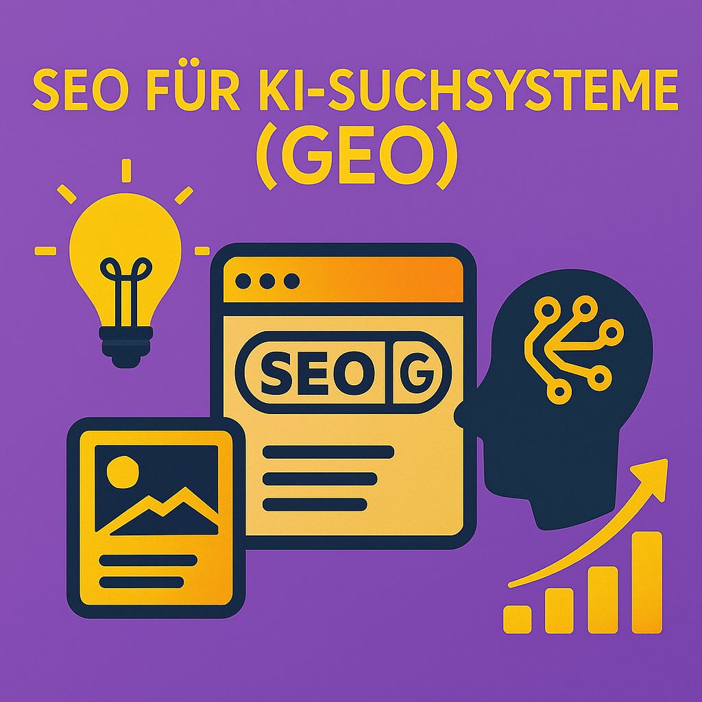 Artikelvorschaubild mit Icons über SEO für KI-Suchsysteme