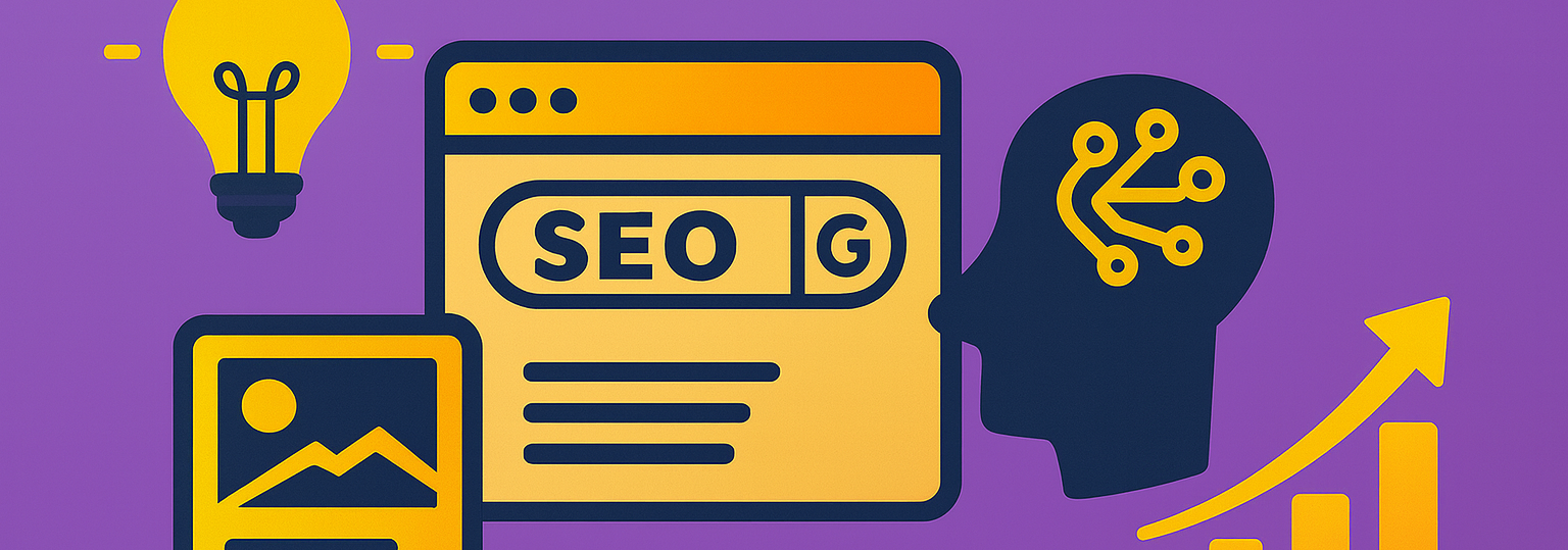 Beitragsbild mit Icons über SEO für KI-Suchsysteme