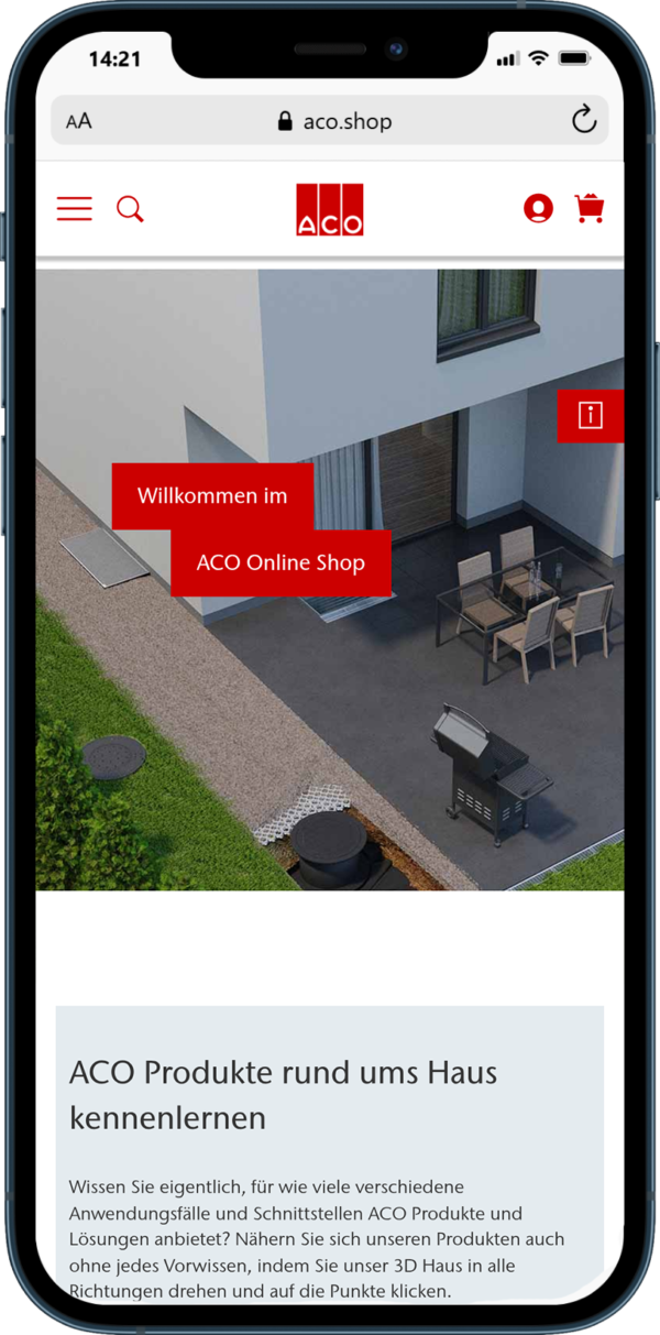 Referenz ACO B2B & D2C Shop Baubranche E-Commerce Referenz ACO B2B & D2C Shop Baubranche E-Commerce